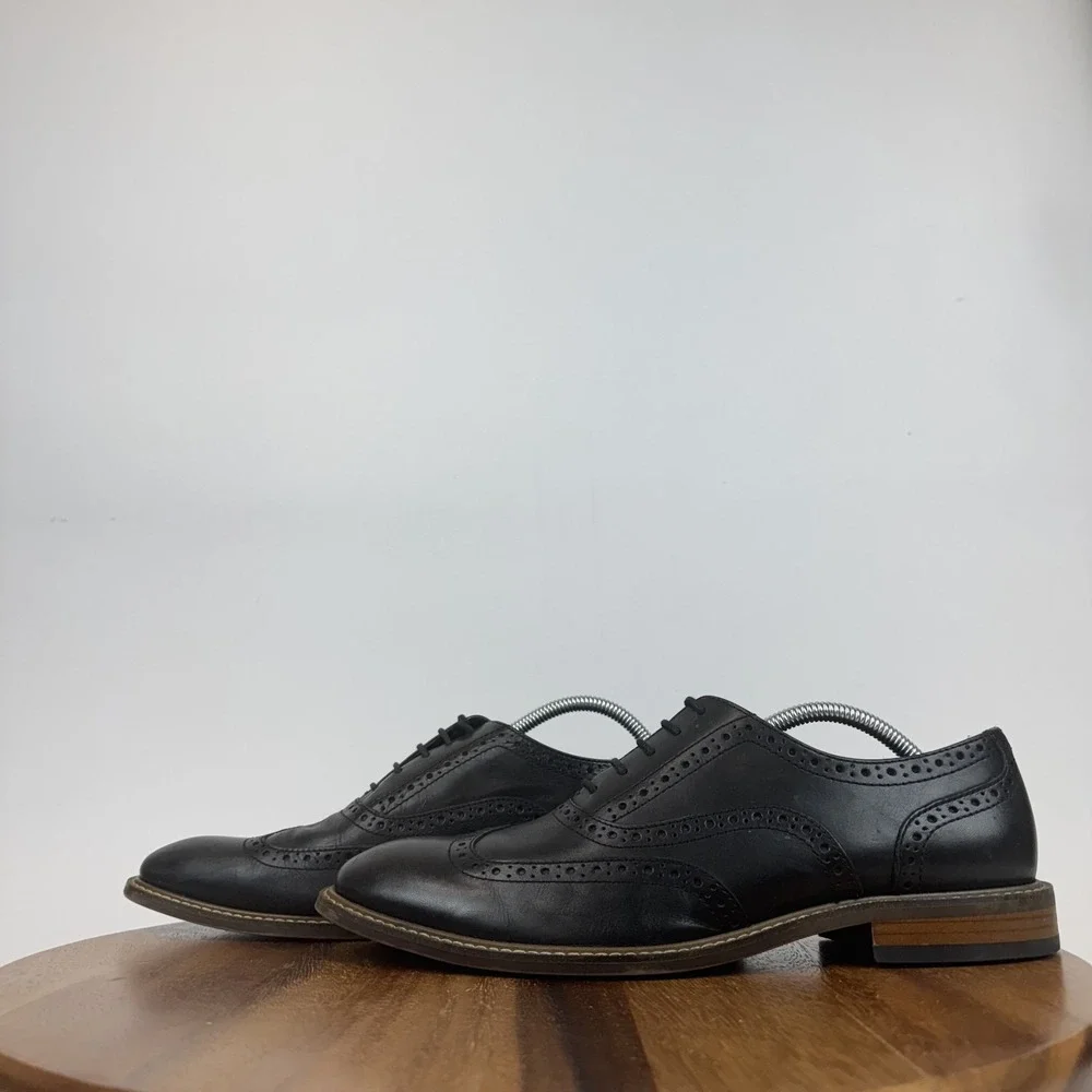 Mens Vince Camuto Lazzarp Black Leather Wingtip Comfort Casual Oxfords Size 10 M